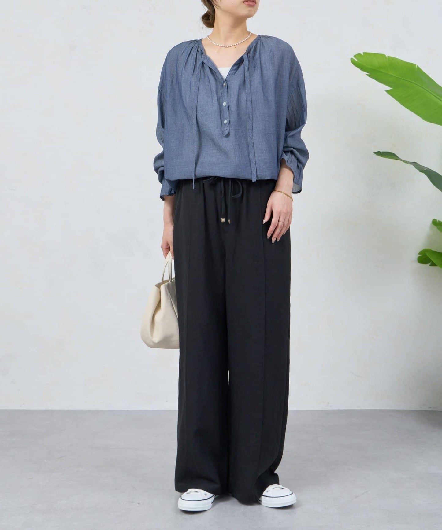 透視牛仔棉女式襯衫