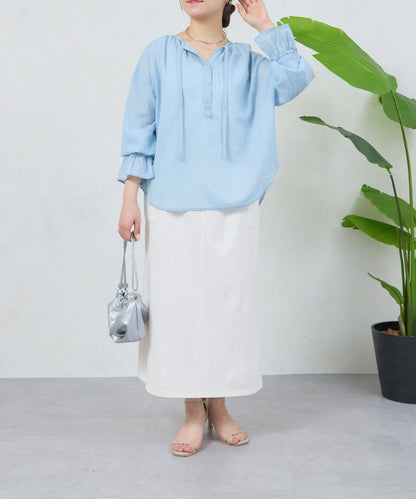 透視牛仔棉女式襯衫