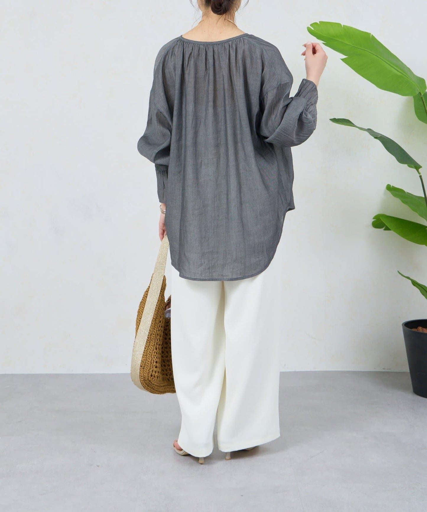 透視牛仔棉女式襯衫