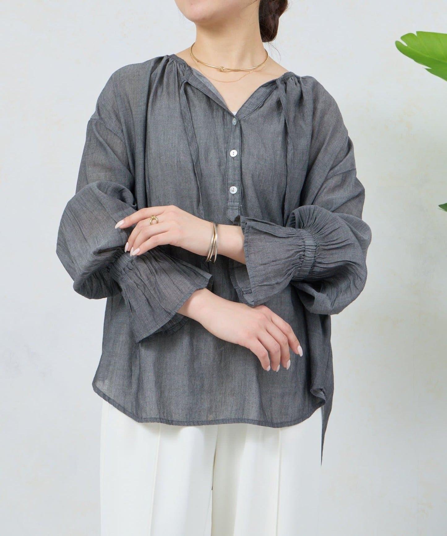 透視牛仔棉女式襯衫