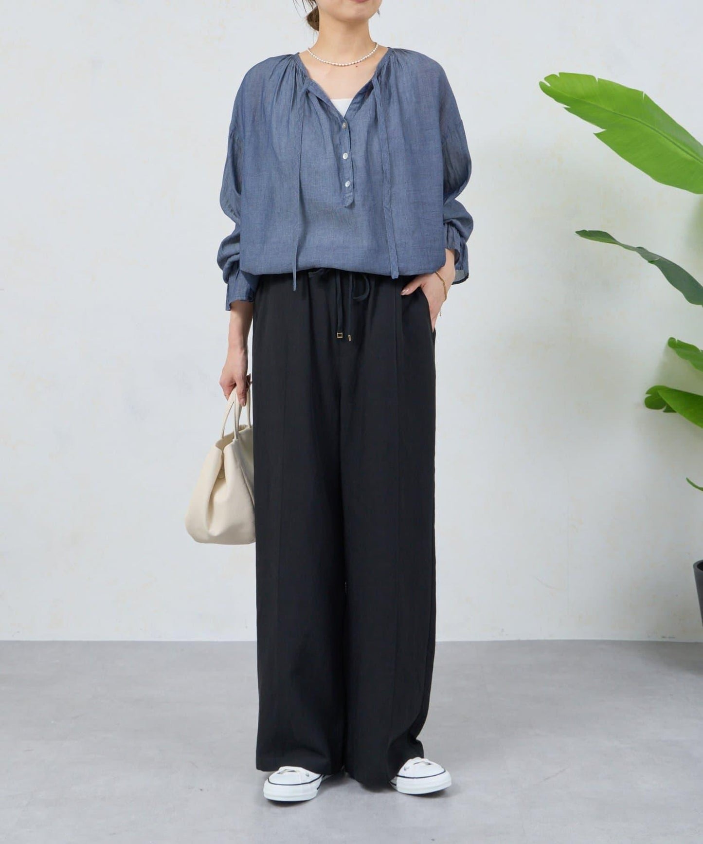 透視牛仔棉女式襯衫