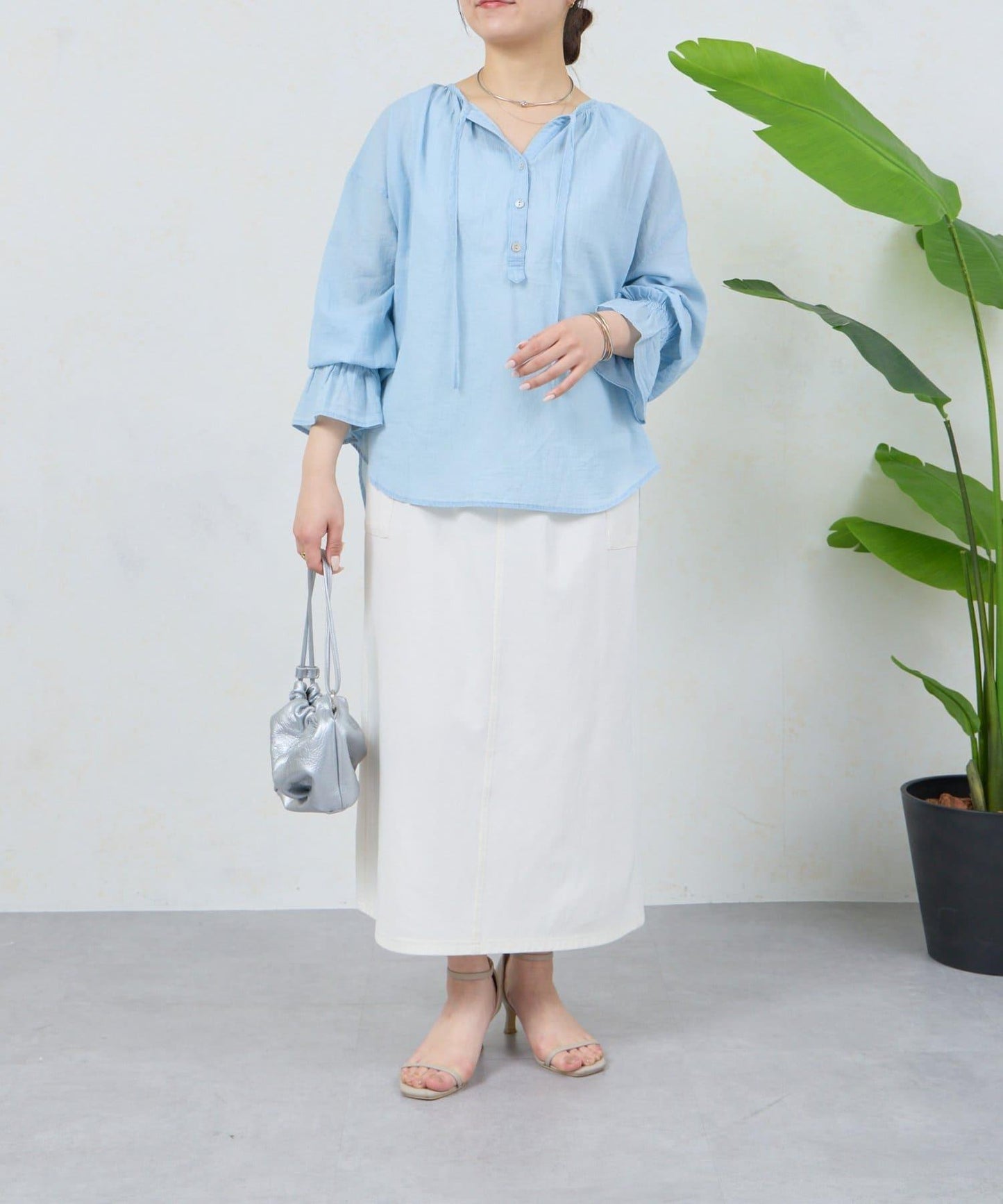 透視牛仔棉女式襯衫