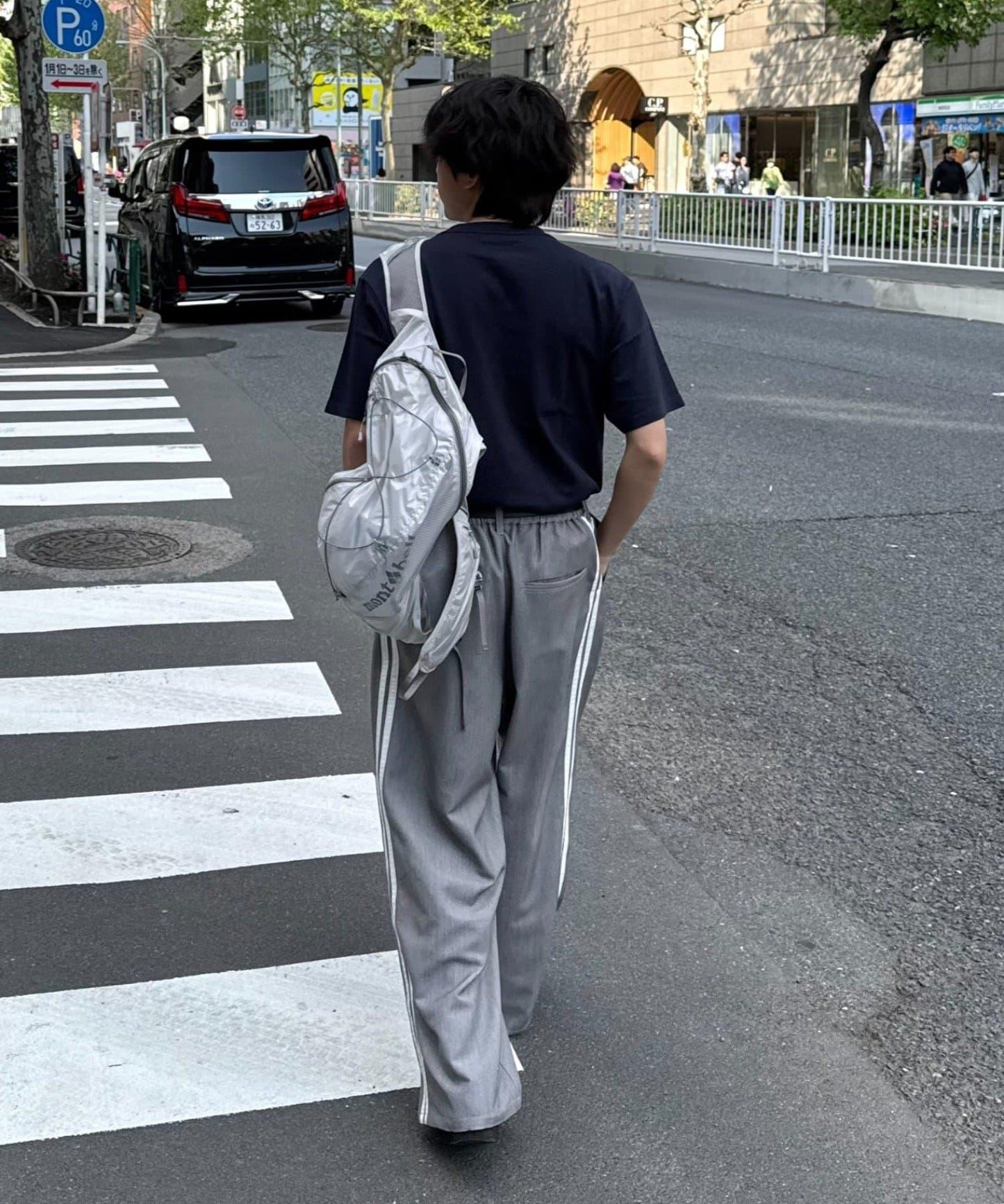 褶襉闊腿側邊條紋西裝褲
