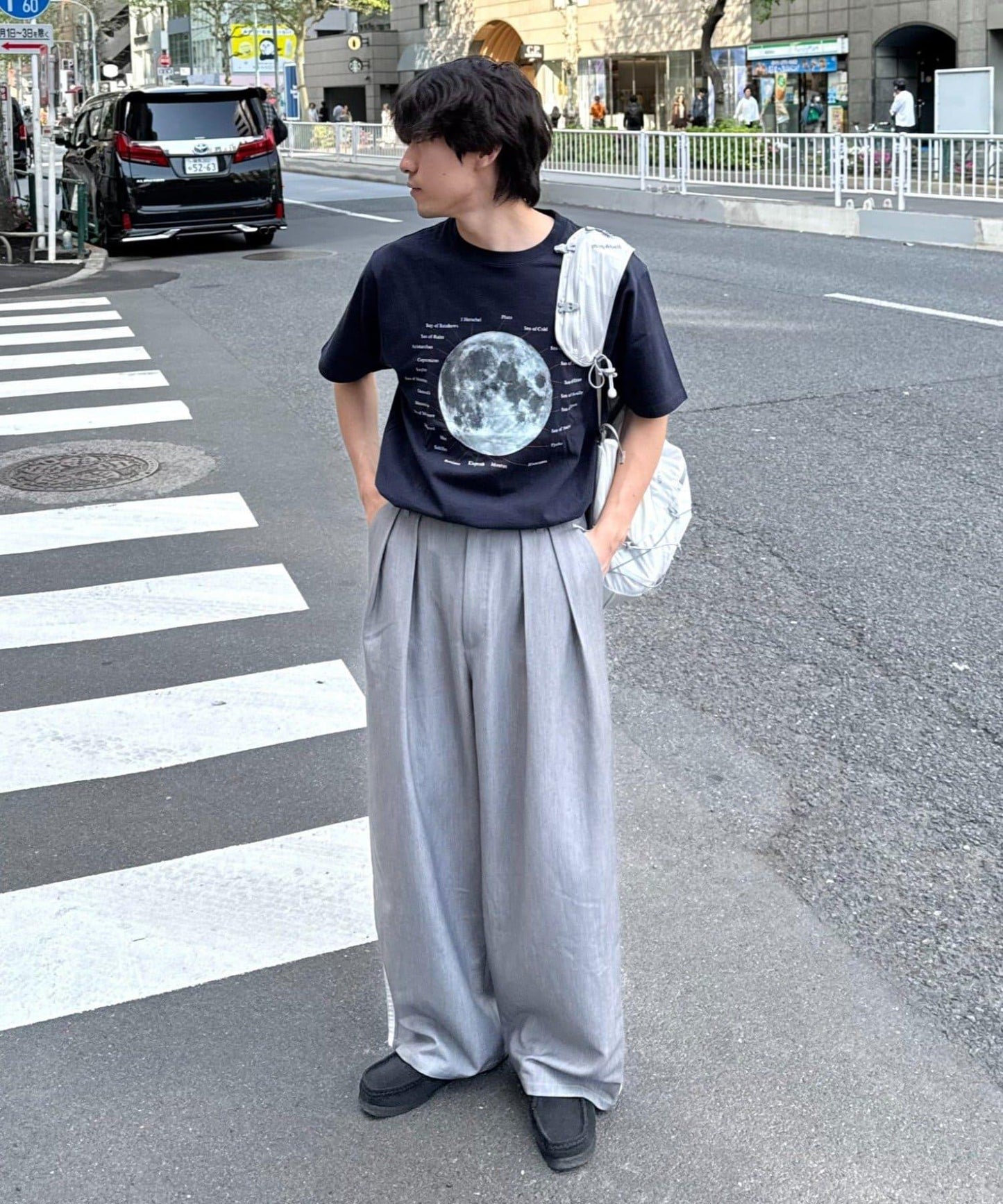 褶襉闊腿側邊條紋西裝褲