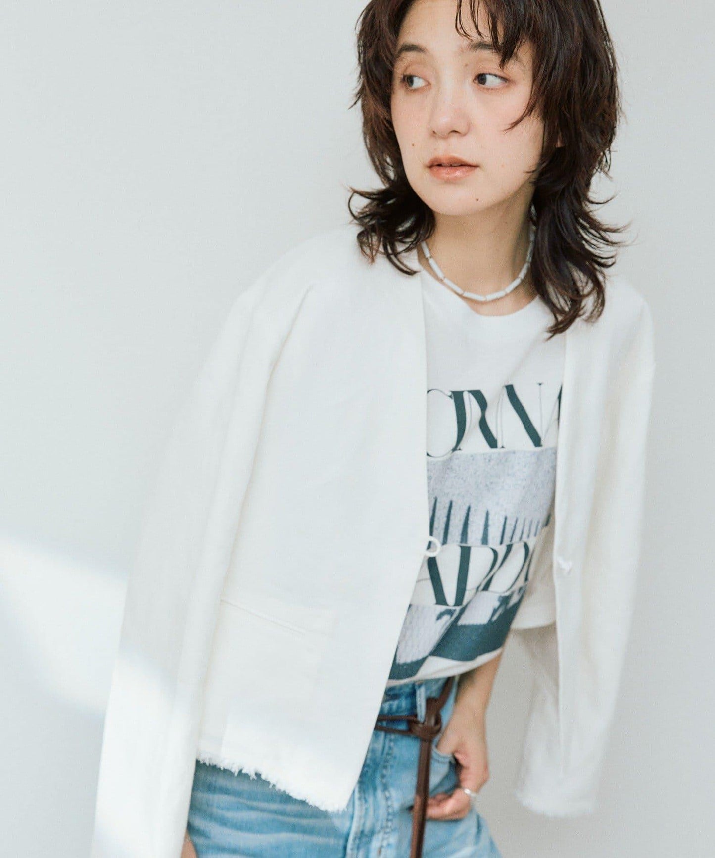 RIVE DROITE 紙質感亞麻無領夾克