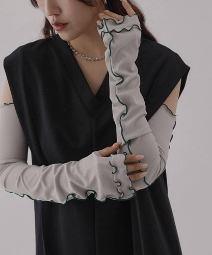 冷感UV防護 抽褶設計 60cm 防曬袖套