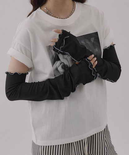 冷感UV防護 抽褶設計 60cm 防曬袖套
