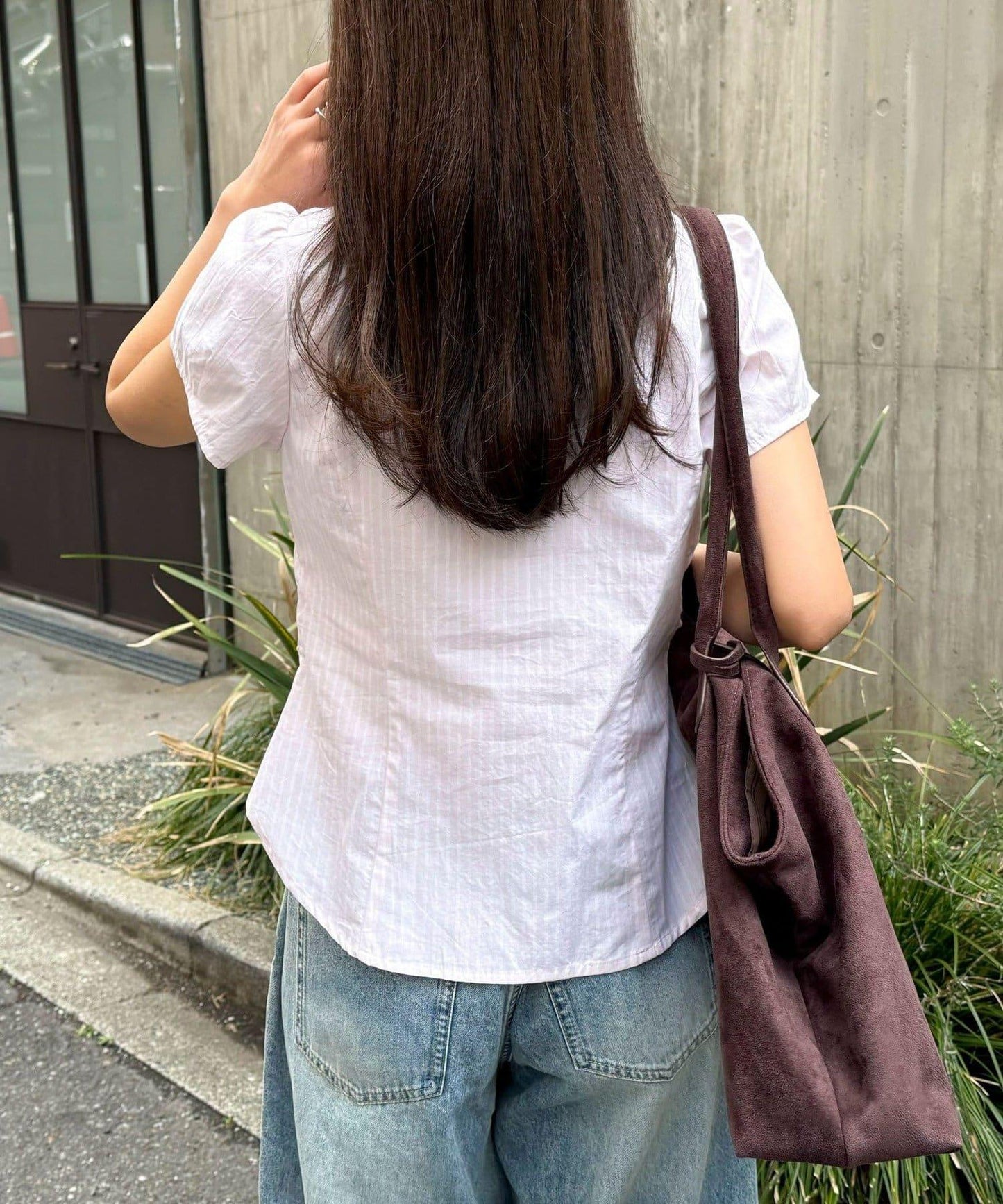 前褶皺短袖 女式襯衫