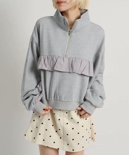 w closet 半拉鍊荷葉邊衛衣