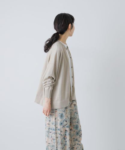 亞麻寬鬆圓領針織開衫