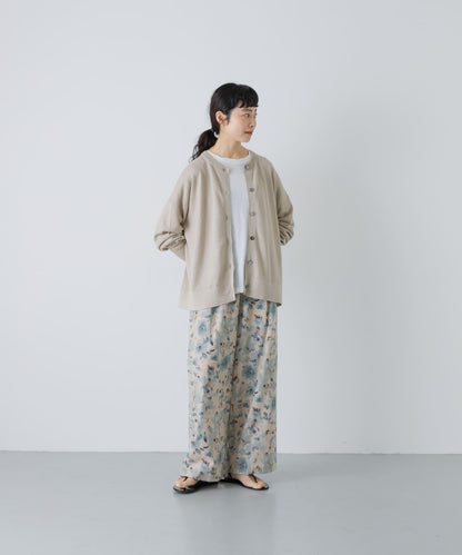 亞麻寬鬆圓領針織開衫