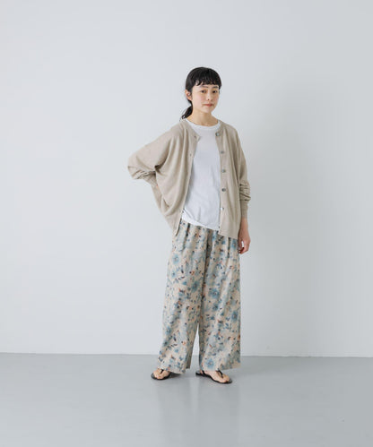 亞麻寬鬆圓領針織開衫
