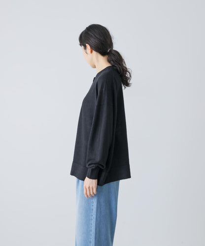 亞麻寬鬆圓領針織開衫