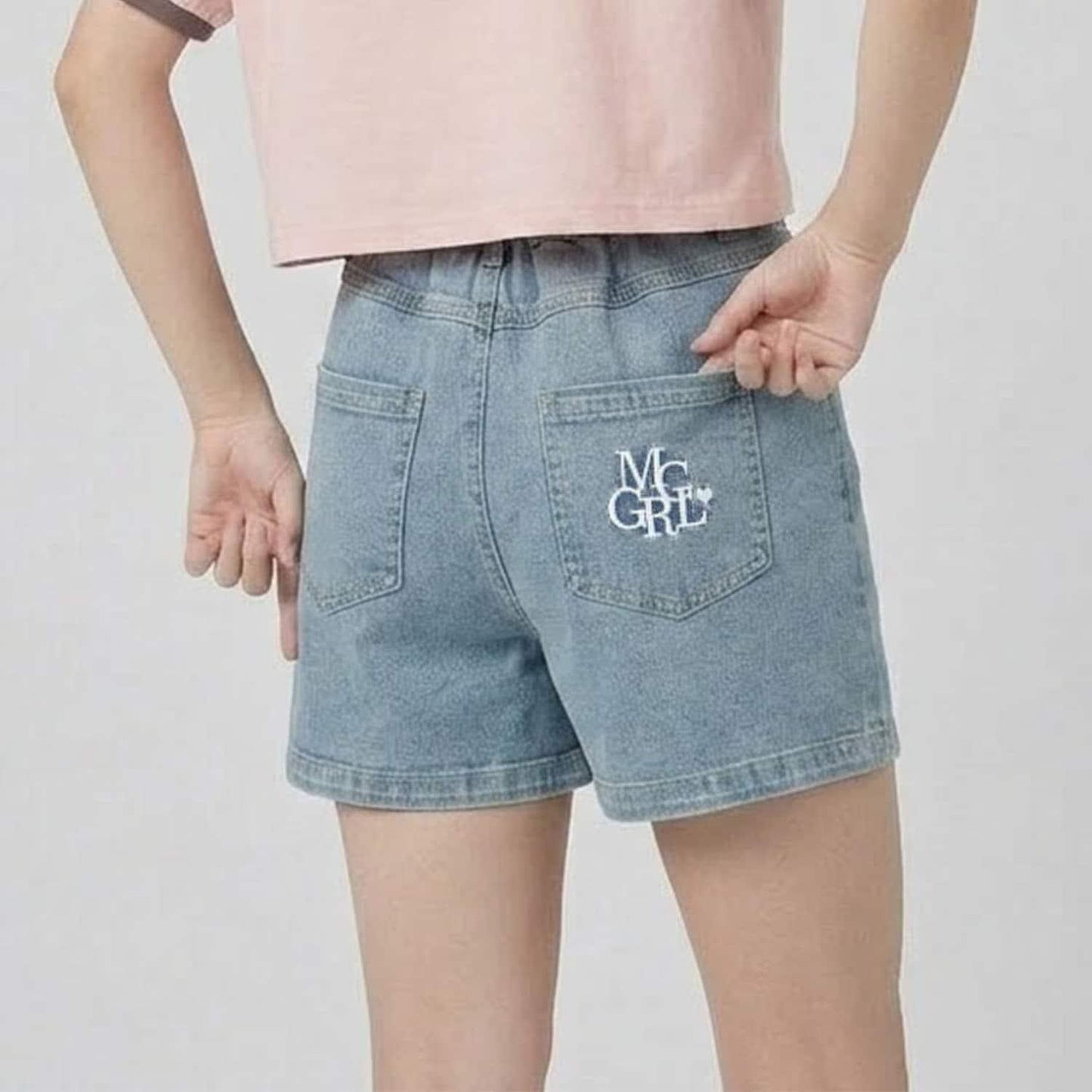 milky coast Logo刺繡 牛仔短褲