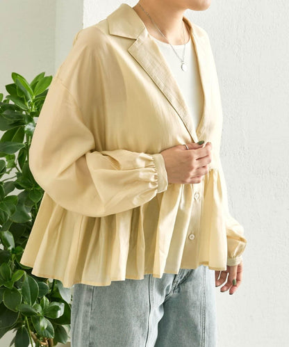 《透け感/ペプラムシルエット》 透視感 荷葉擺廓形 荷葉邊 襯衫式夾克 SUM1 STYLE