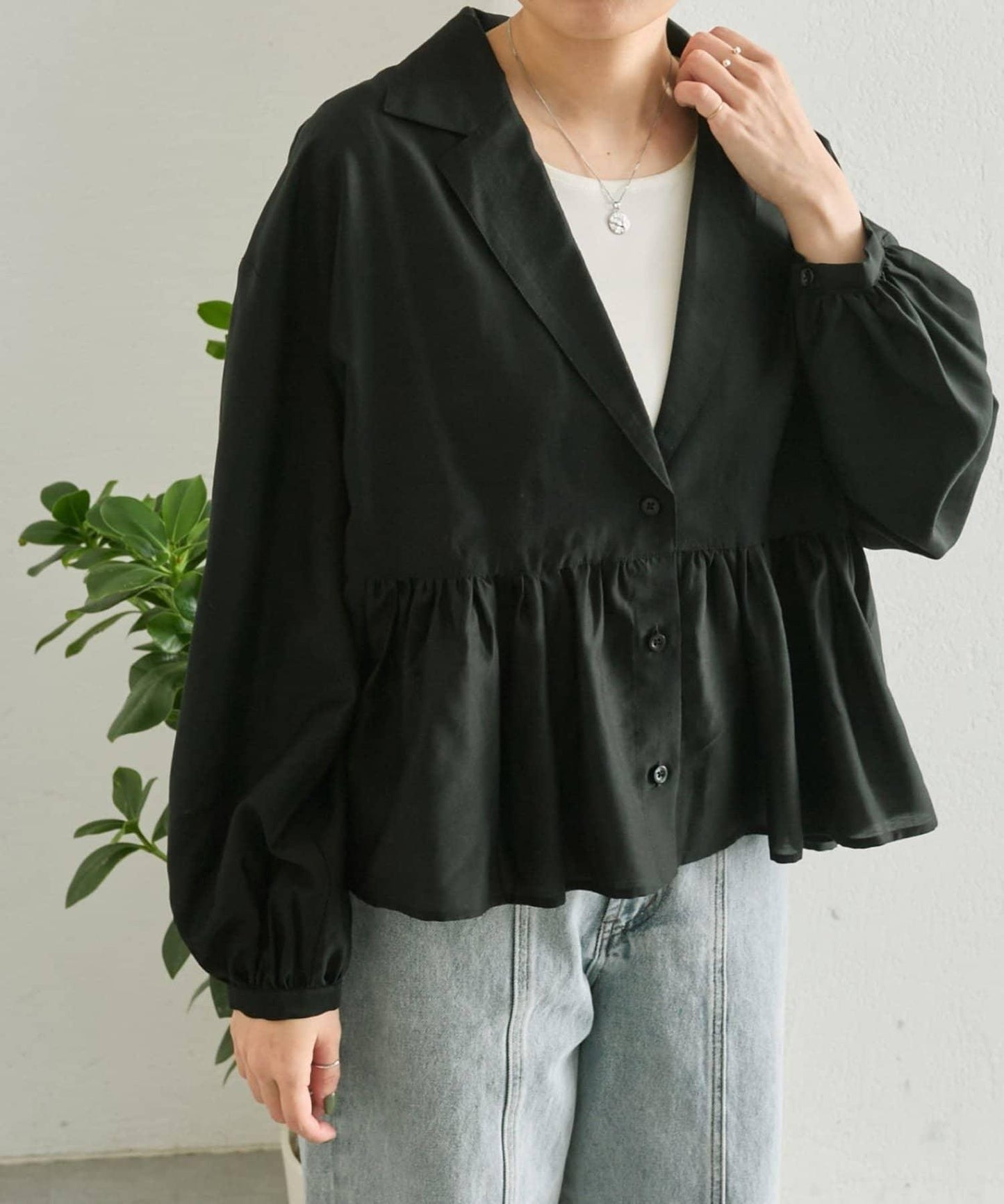 《透け感/ペプラムシルエット》 透視感 荷葉擺廓形 荷葉邊 襯衫式夾克 SUM1 STYLE