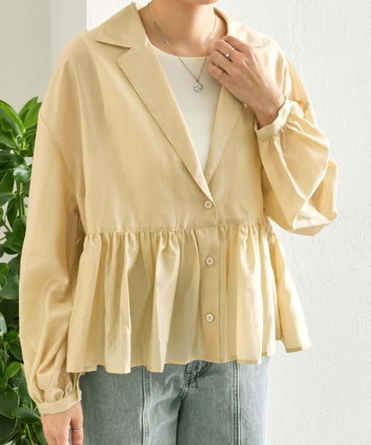 《透け感/ペプラムシルエット》 透視感 荷葉擺廓形 荷葉邊 襯衫式夾克 SUM1 STYLE