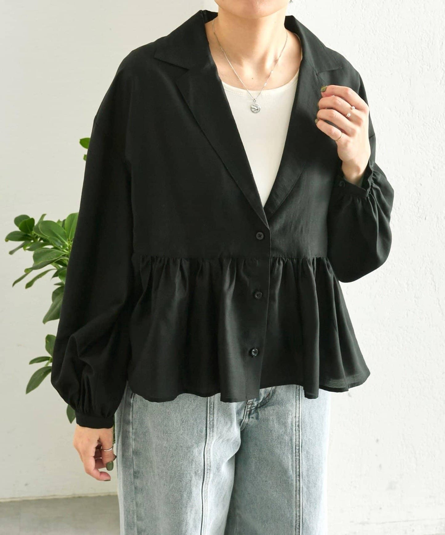 《透け感/ペプラムシルエット》 透視感 荷葉擺廓形 荷葉邊 襯衫式夾克 SUM1 STYLE