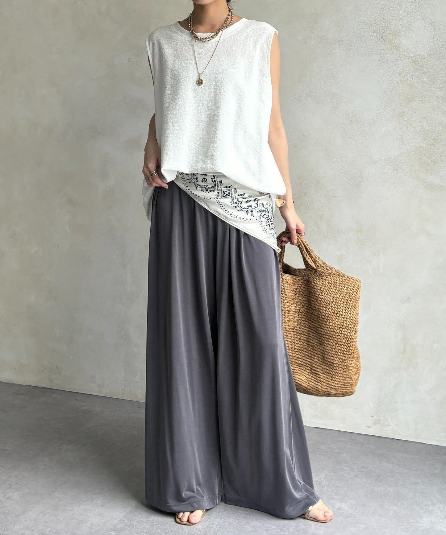 人造絲針織闊腿褲