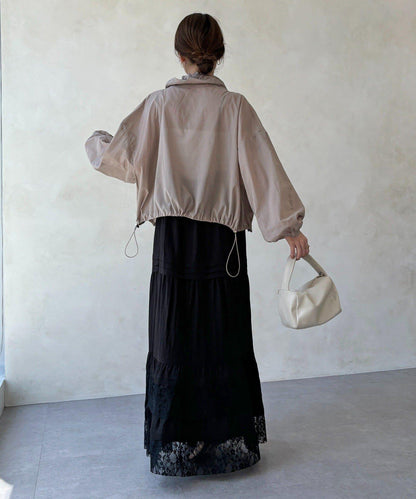 棉薄紗 抽繩設計 夾克外套