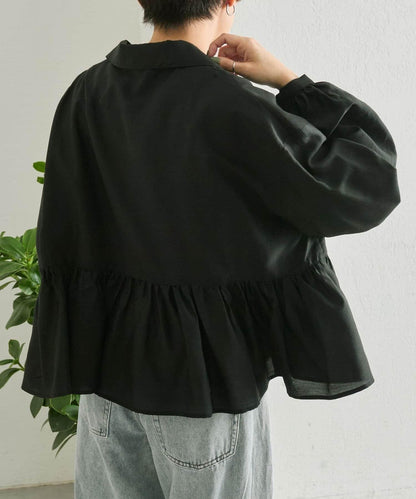《透け感/ペプラムシルエット》 透視感 荷葉擺廓形 荷葉邊 襯衫式夾克 SUM1 STYLE