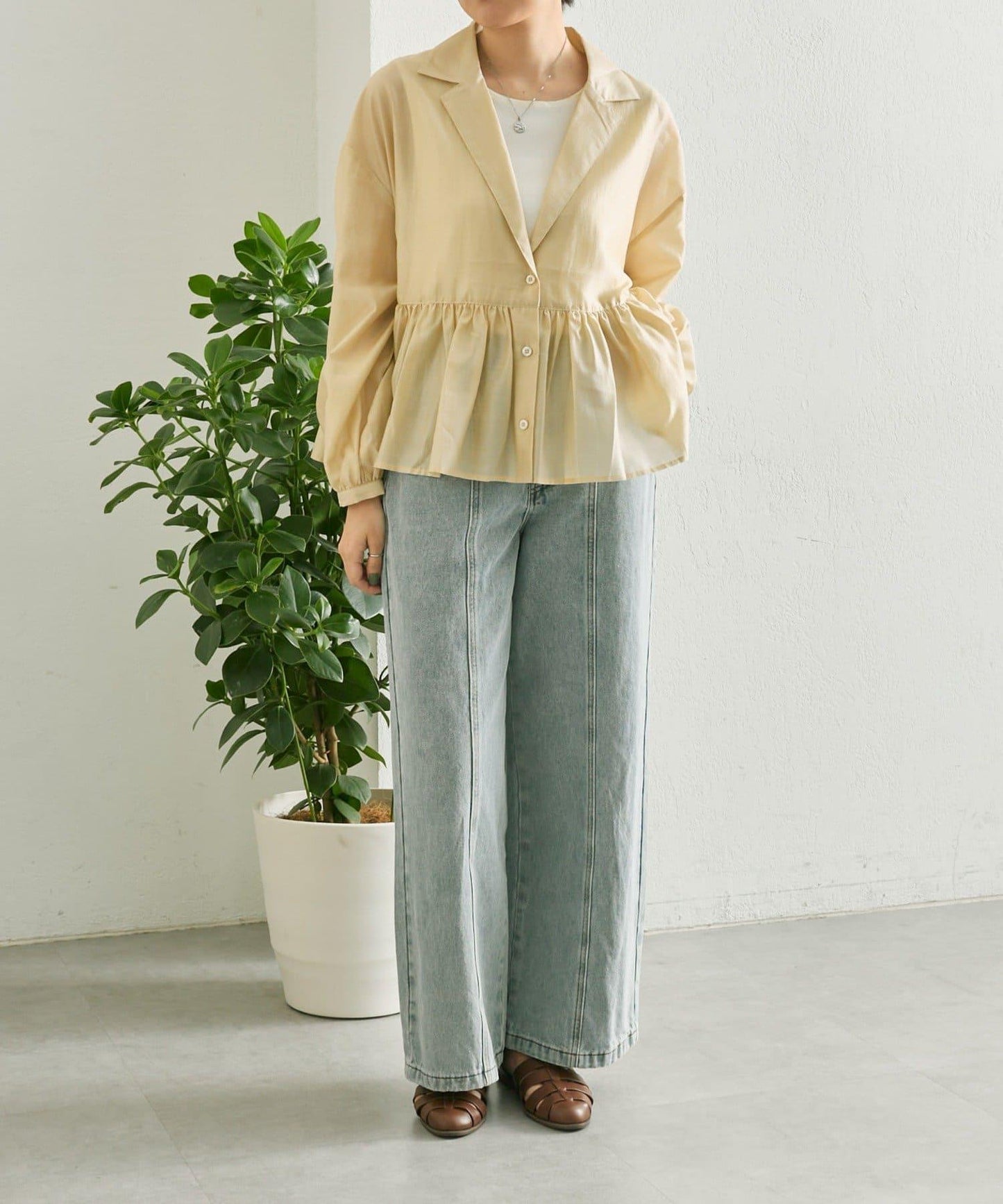 《透け感/ペプラムシルエット》 透視感 荷葉擺廓形 荷葉邊 襯衫式夾克 SUM1 STYLE