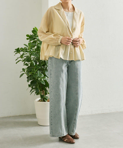 《透け感/ペプラムシルエット》 透視感 荷葉擺廓形 荷葉邊 襯衫式夾克 SUM1 STYLE