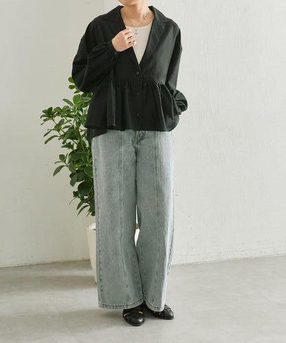 《透け感/ペプラムシルエット》 透視感 荷葉擺廓形 荷葉邊 襯衫式夾克 SUM1 STYLE