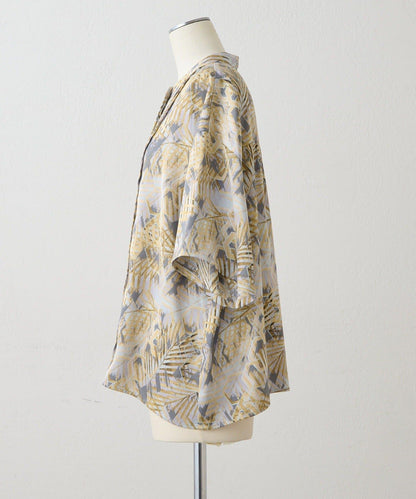 不易起皺輕量 短袖圖案打褶 女襯衫 SUM1 STYLE