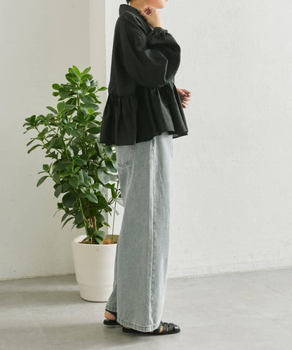 《透け感/ペプラムシルエット》 透視感 荷葉擺廓形 荷葉邊 襯衫式夾克 SUM1 STYLE