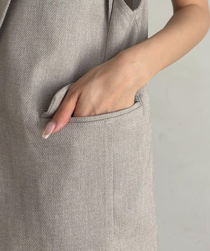 防皺可手洗彈力 亞麻感 五分袖夾克 C.L