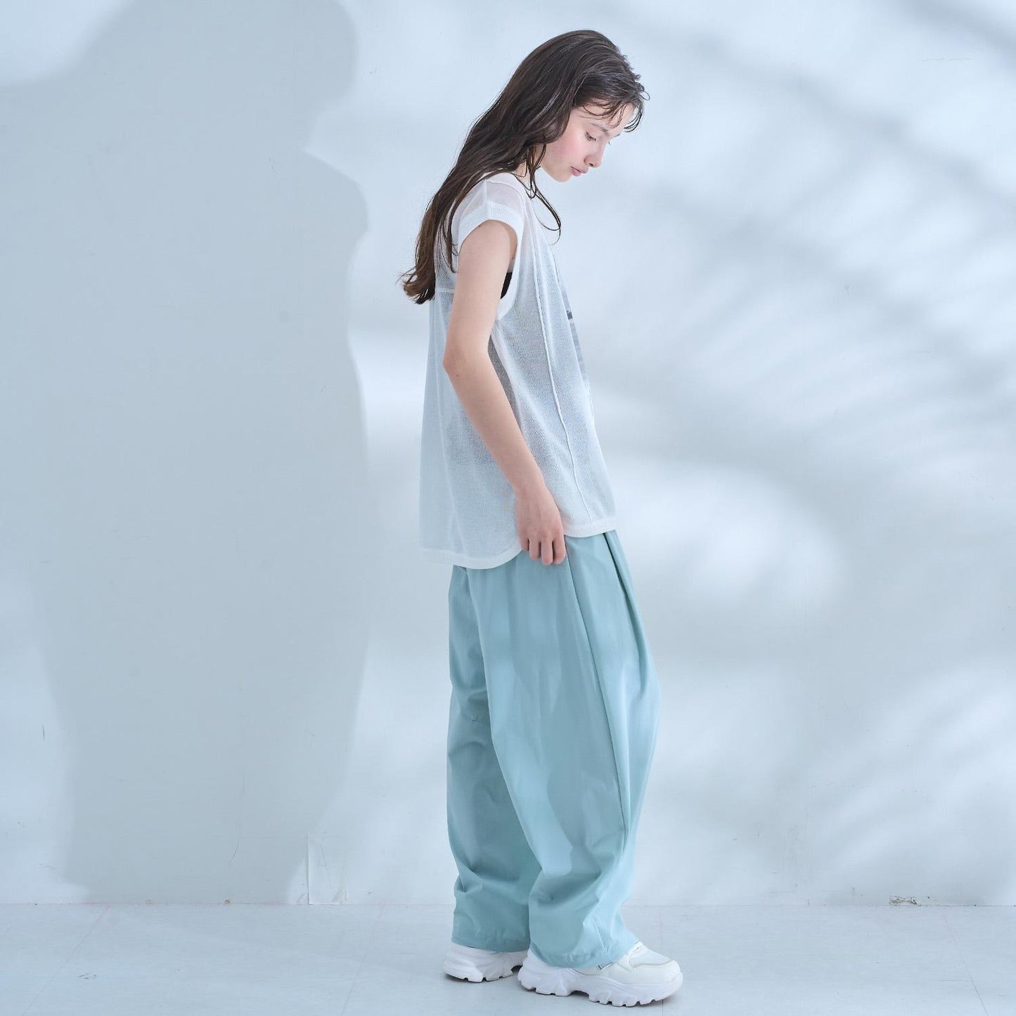 AMI 透膚轉印針織配接觸冷感背心套裝