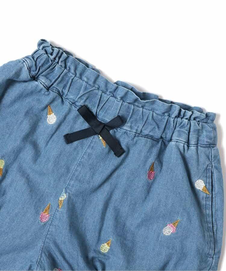リンク 拼色刺繡休閒短褲
