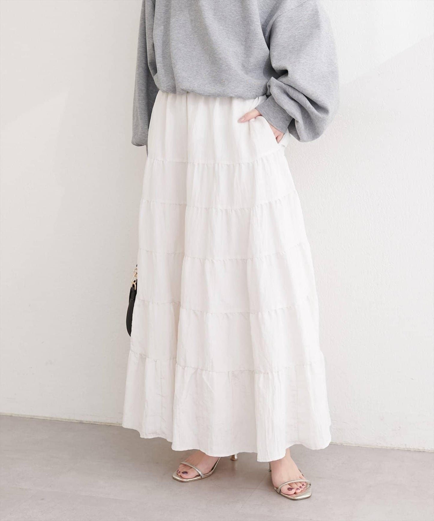 natural couture 緞面層疊半身裙