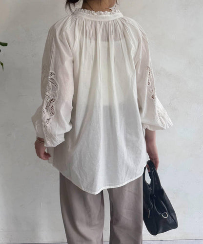 袖部蕾絲刺繡襯衫
