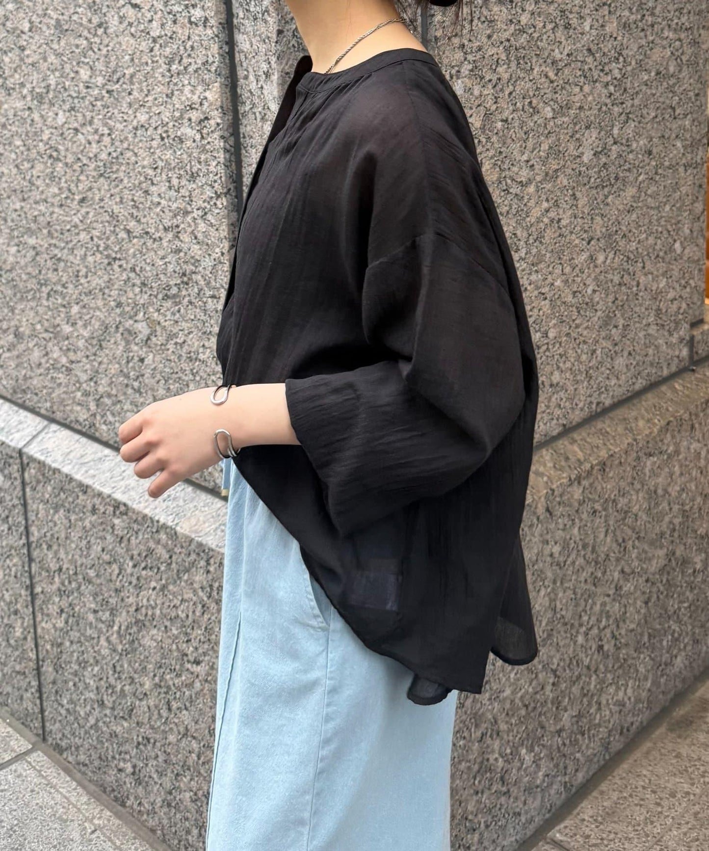 小紐扣紗布襯衫