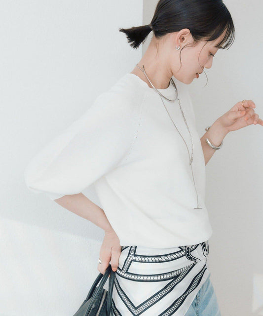 可手洗 半泡泡袖 針織上衣