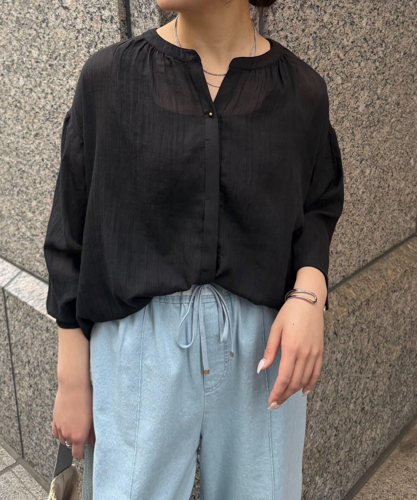 小紐扣紗布襯衫