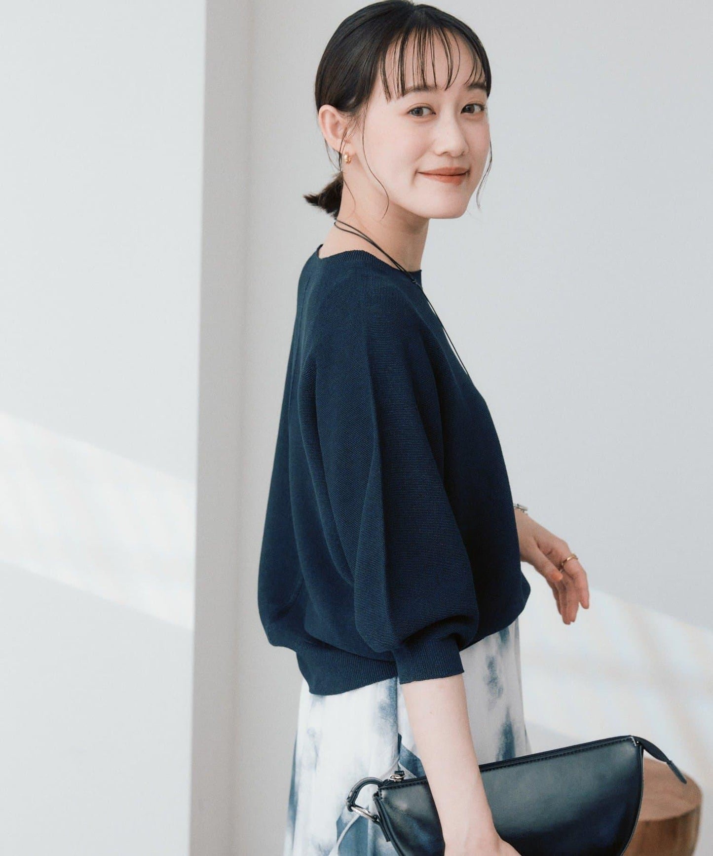 可手洗 半泡泡袖 針織上衣