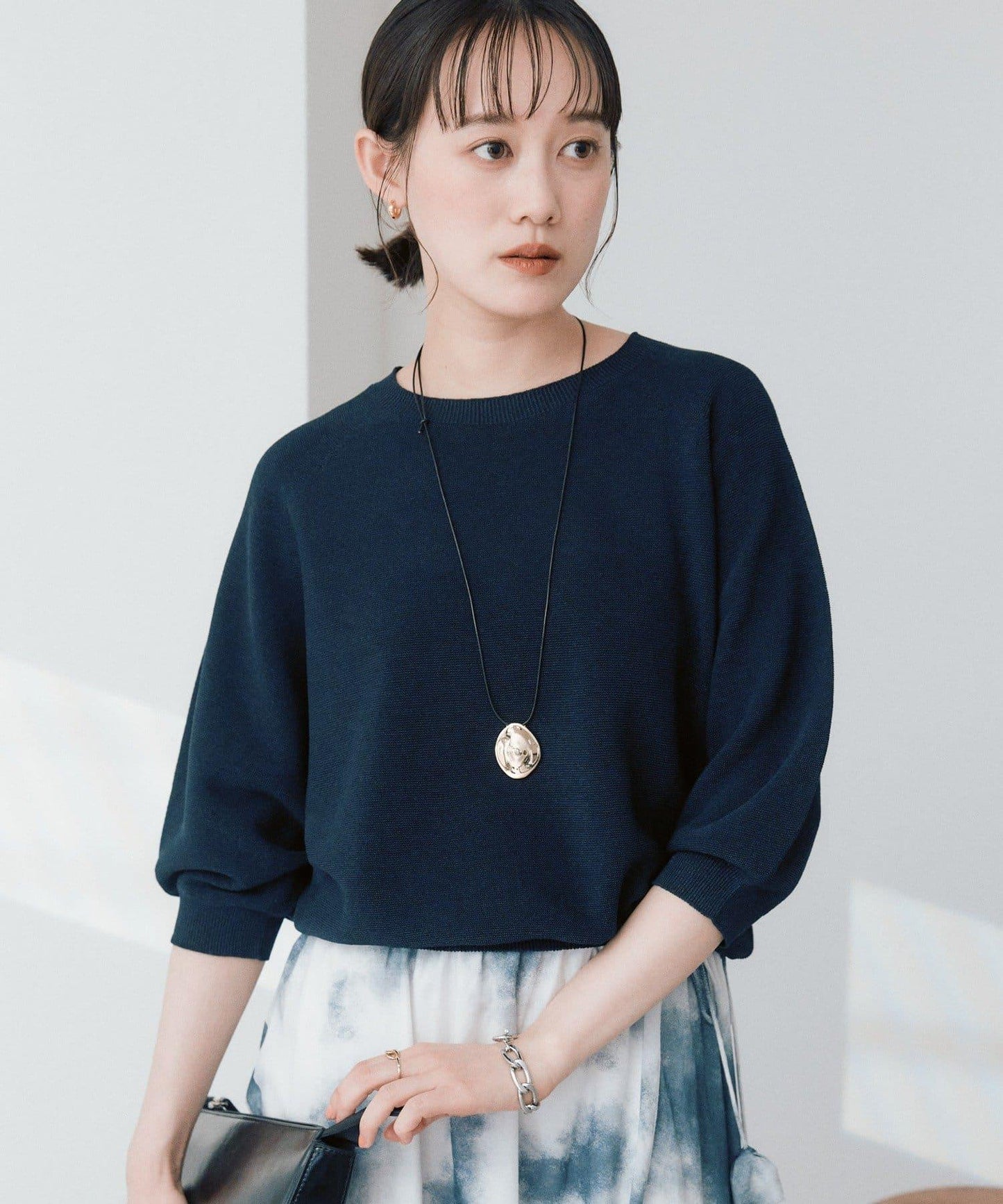 可手洗 半泡泡袖 針織上衣