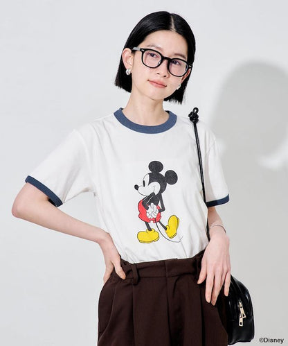 撞色拼邊 MICKEY MOUSE 圖案 T恤