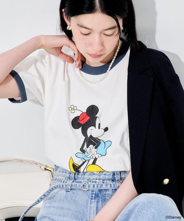 撞色拼邊 MICKEY MOUSE 圖案 T恤