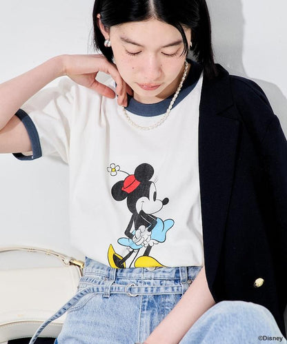 撞色拼邊 MICKEY MOUSE 圖案 T恤
