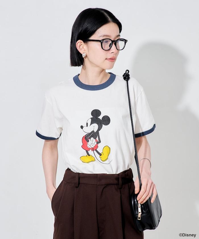 撞色拼邊 MICKEY MOUSE 圖案 T恤
