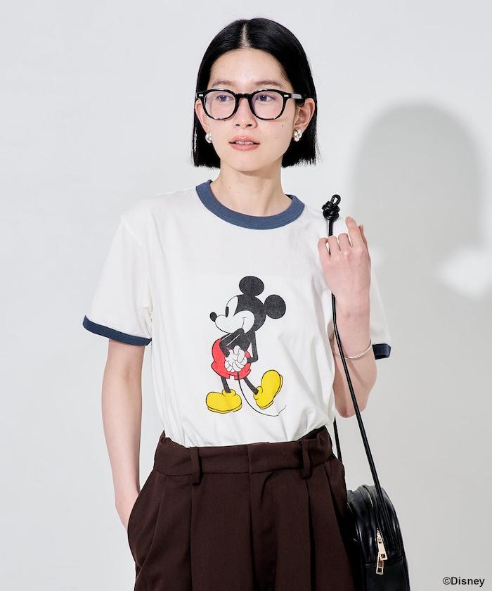 撞色拼邊 MICKEY MOUSE 圖案 T恤