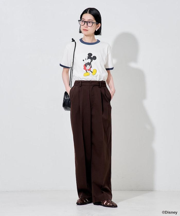 撞色拼邊 MICKEY MOUSE 圖案 T恤
