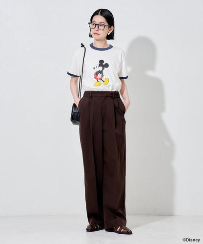 撞色拼邊 MICKEY MOUSE 圖案 T恤