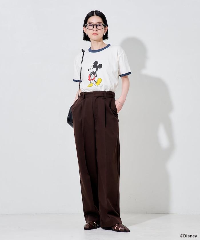 撞色拼邊 MICKEY MOUSE 圖案 T恤
