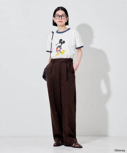 撞色拼邊 MICKEY MOUSE 圖案 T恤