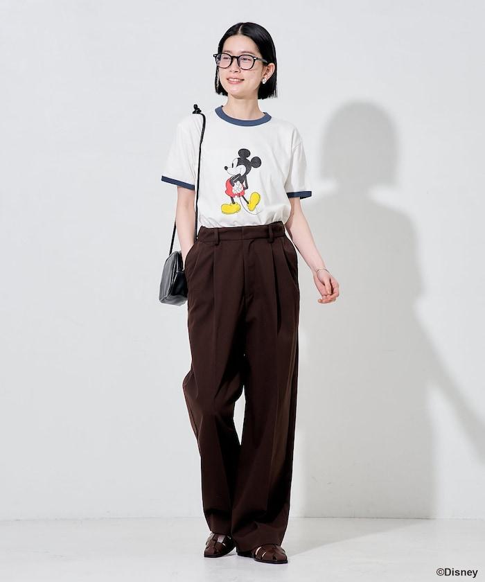撞色拼邊 MICKEY MOUSE 圖案 T恤